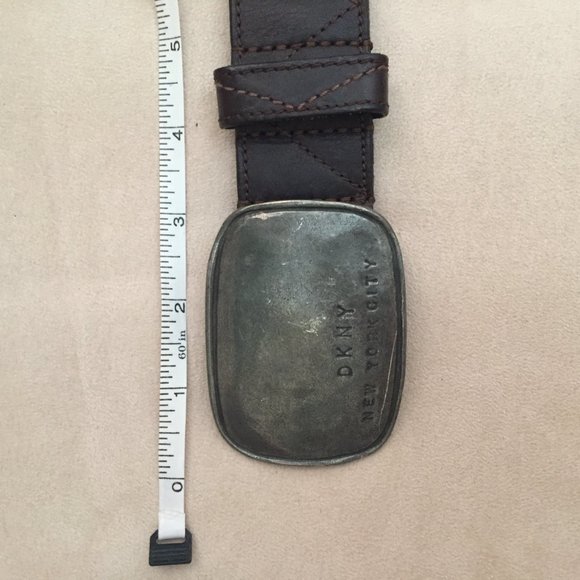 DKNY LOGO Vintage Brown Leather Belt - Picture 6 of 7